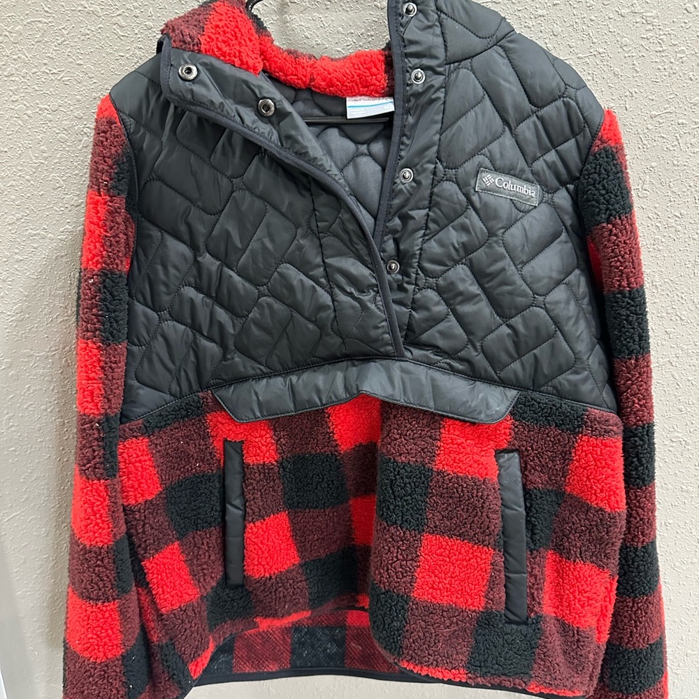 Columbia Pullover (w/ Hood) | Black & Red Plaid | Adult Medium